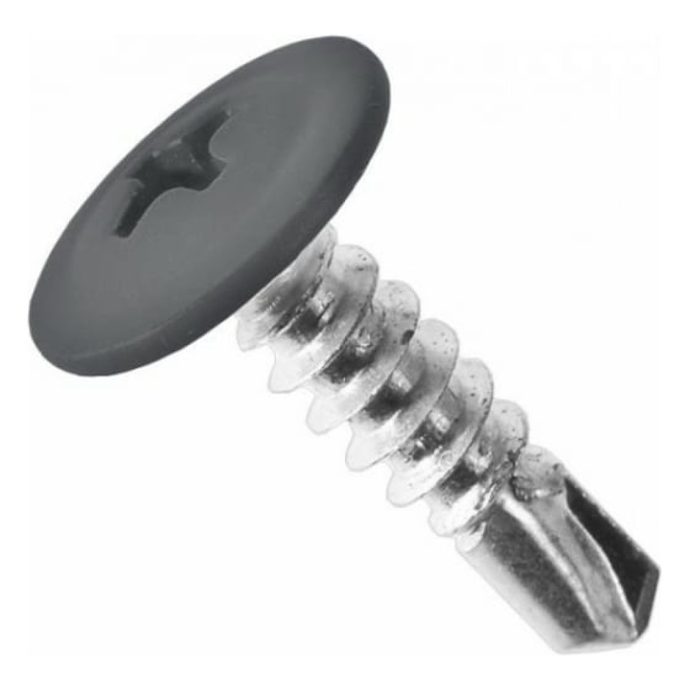 Саморез пресс-шайба сверло 4,2х19 RAL 7024 (1000 шт).  Цена за шт