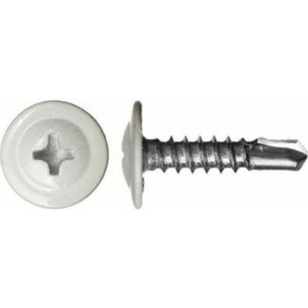 Саморез пресс-шайба сверло 4,2х19 RAL 9003 (1000 шт).  Цена за шт