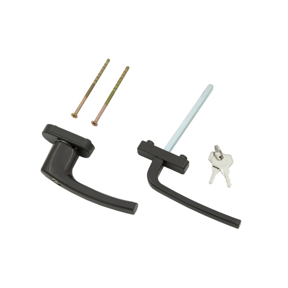 Гарнитур нажимной балконный асимметричный с замком цвет коричневый