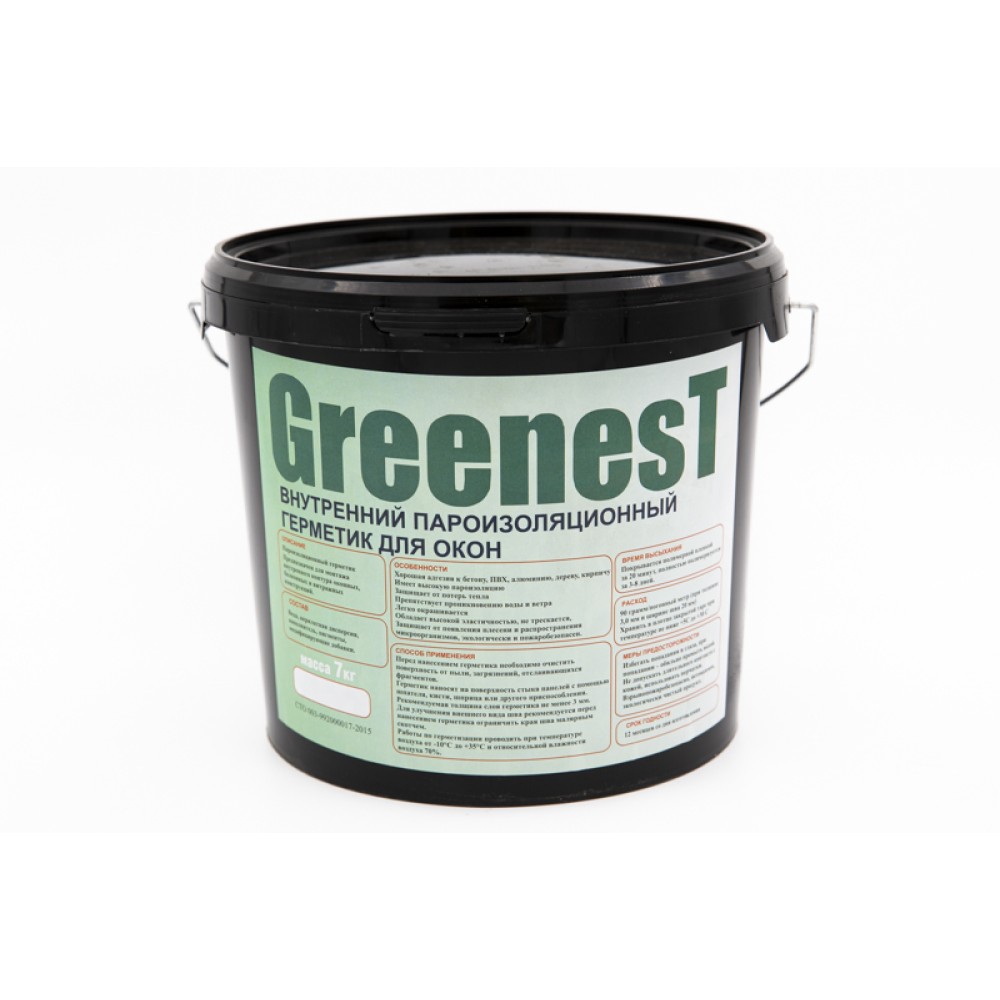 Герметик акриловый внутренний GreenesT белый ведро 7кг.  Цена за шт