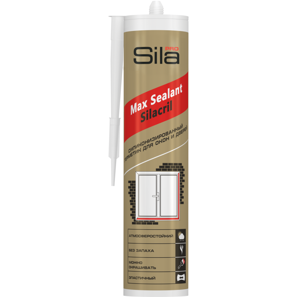 Герметик силиконовый д/окон и дв. SILA PRO Sealent Silacril белый. 290мл