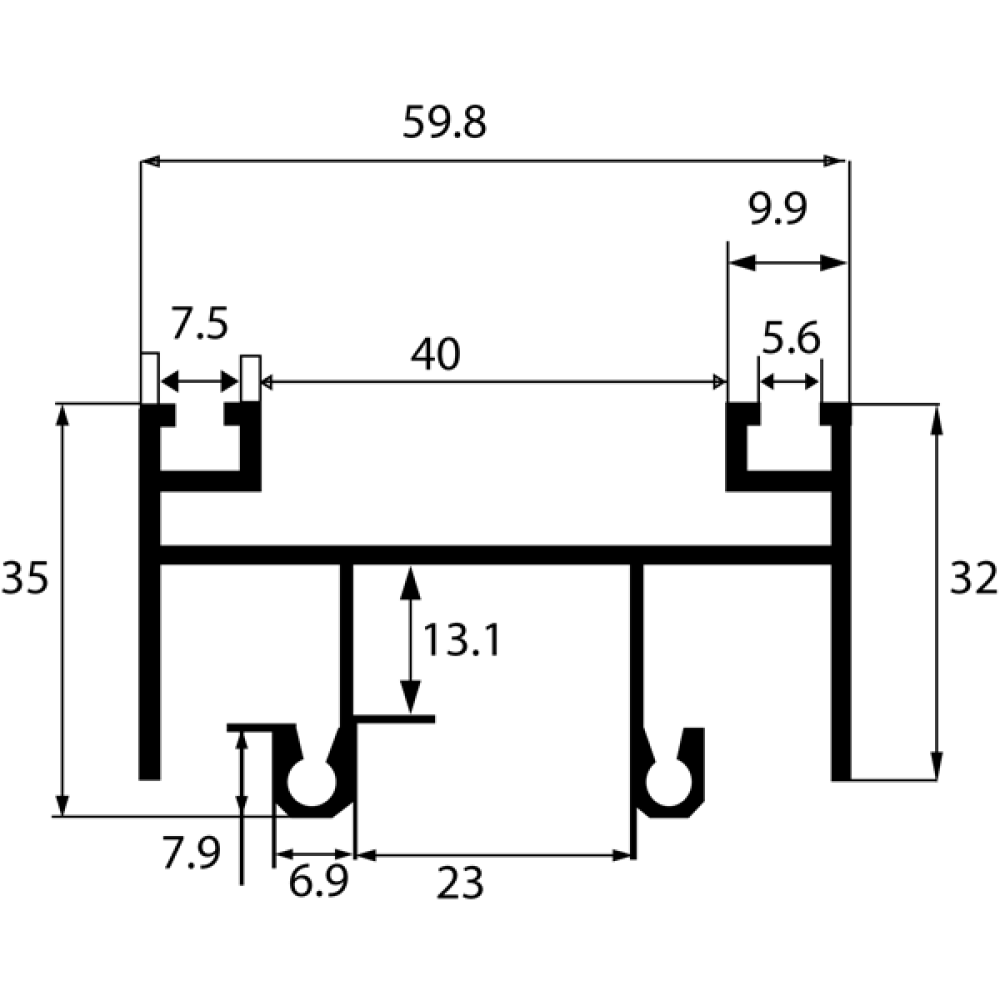 (6,4м)  L ОБЛ, Профиль рамы верхний  С640-01, 6м (4шт.), Россия.  Цена за м