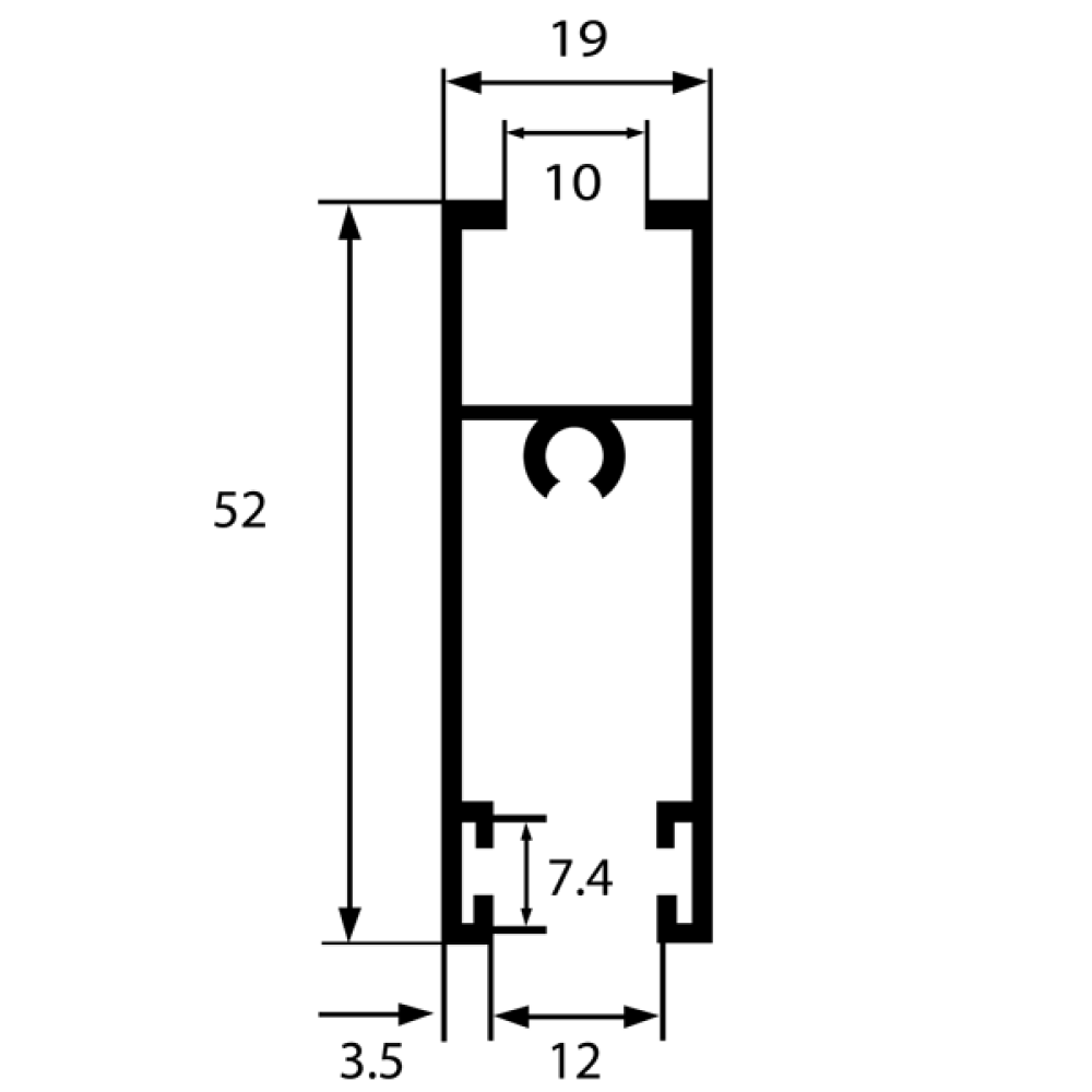 (6,4м)  L ОБЛ. Профиль створки низ-верх С640-12, 6м  (6шт). Россия.  Цена за м