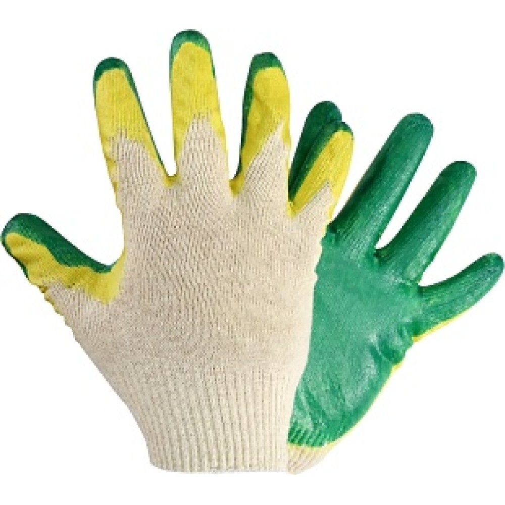 Перчатки х/б 13 класс вязки ПВХ двойной облив (10пар).  Цена за пара