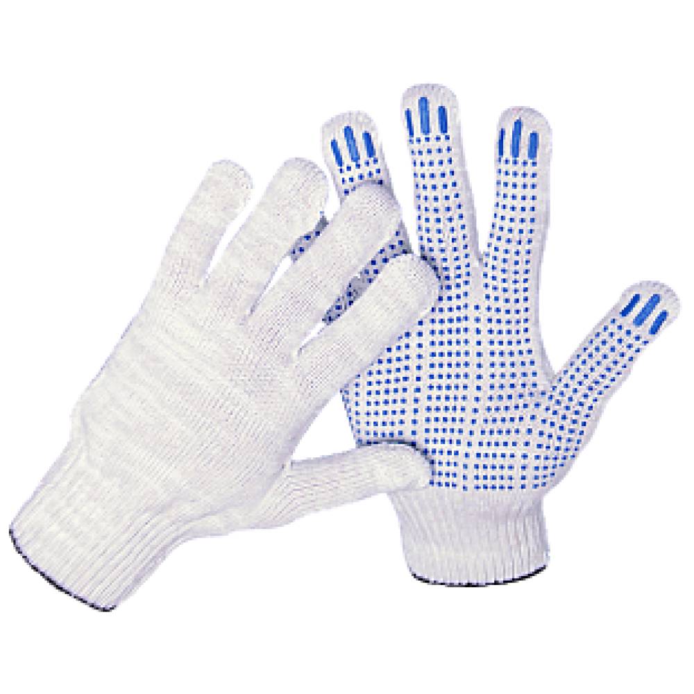 Перчатки х/б 10 класс вязки ПВХ точка (10пар).  Цена за пара