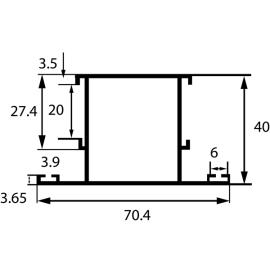 Профиль импоста дверной Р400-17, 6м (4 шт.), Россия.  Цена за м