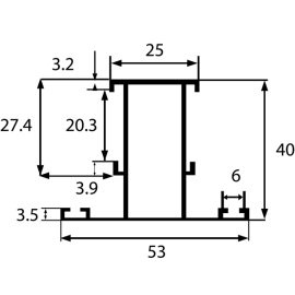 Импост узкий Р400-07, 6м (6 шт.), Россия.  Цена за м
