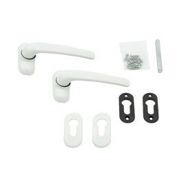 Ручка дверная с накладками под цилиндр (бел.) 7CR/85