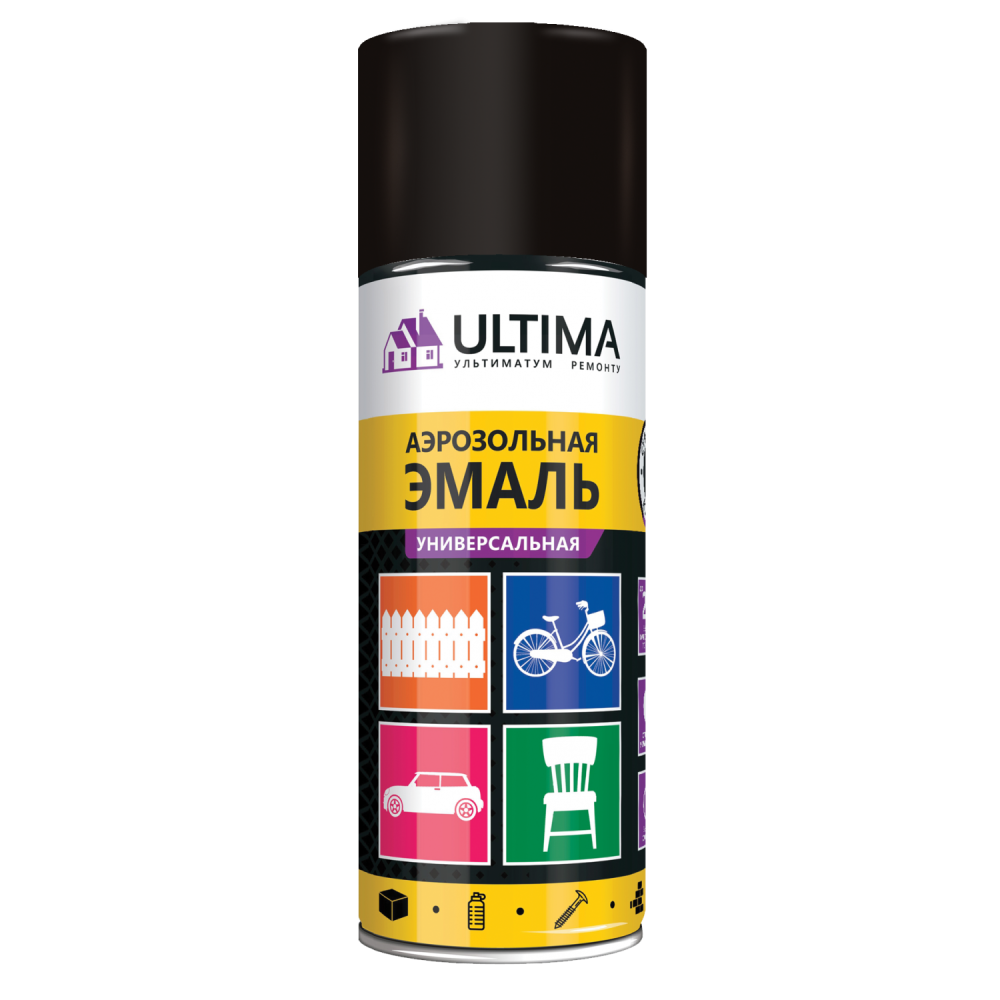 Ultima краска аэрозольная универсальная черная